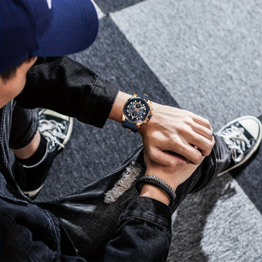 Men's Quartz Watch - REWARD Sport for - Luxury Studded Bezel Wristwatch, Luminous Dial with - product detail view 18