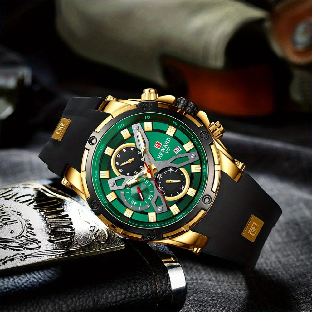 Men's Quartz Watch - REWARD Sport for - Luxury Studded Bezel Wristwatch, Luminous Dial with - product detail view 19
