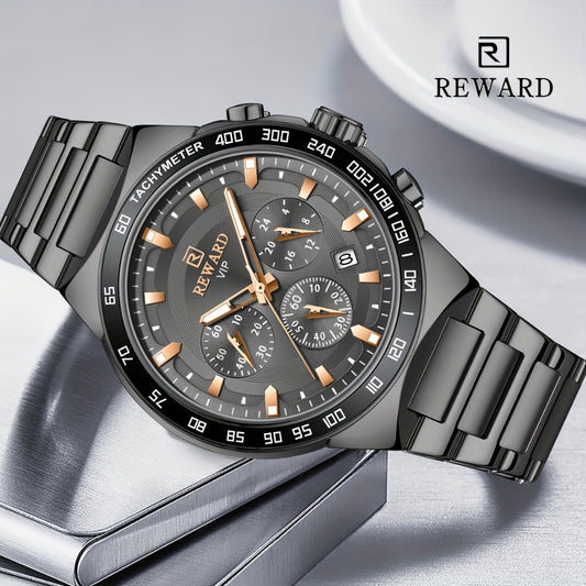 Men's Quartz Watch - Reward VIP Black Chronograph for Sport Luminous Stainless Steel - main product view