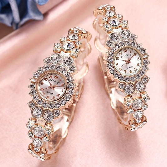 Women's Quartz Watch - Rhinestone Bracelet Set of 2 - Luxury Glitter Wristwatch for , Elegant - main product view