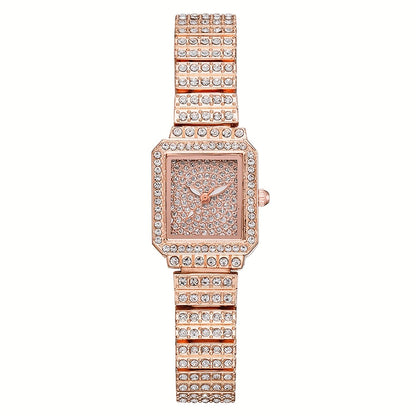 Women's Quartz Watch - Rhinestone for Square Dial Bling Luxury Analog Dress Wristwatch Sparkling - product detail view 4
