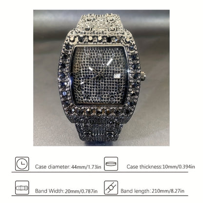 Men's Quartz Watch - Rhinestone for Women Tonneau Barrel Shaped Iced Out Luxury Analog - product detail view 6