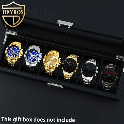 Men's Quartz Watch - 's 12-Piece Set Stainless Steel Strap Watches, Classic Round Dial with - product detail view 5