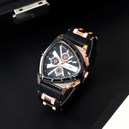 Men's Quartz Watch - 's 3pcs Set with Triangular Dial & Silicone Strap - Fashion Date Display - product detail view 15