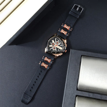 Men's Quartz Watch - 's 3pcs Set with Triangular Dial & Silicone Strap - Fashion Date Display - product detail view 16