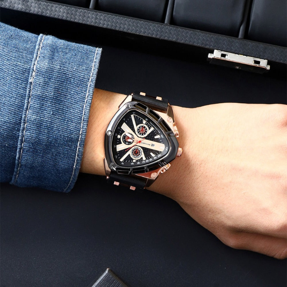 Men's Quartz Watch - 's 3pcs Set with Triangular Dial & Silicone Strap - Fashion Date Display - product detail view 18