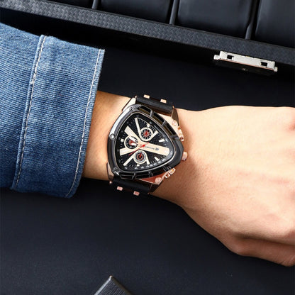 Men's Quartz Watch - 's 3pcs Set with Triangular Dial & Silicone Strap - Fashion Date Display - product detail view 18