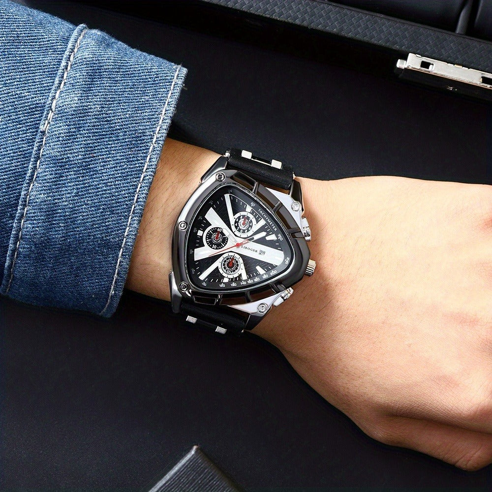Men's Quartz Watch - 's 3pcs Set with Triangular Dial & Silicone Strap - Fashion Date Display - product detail view 27