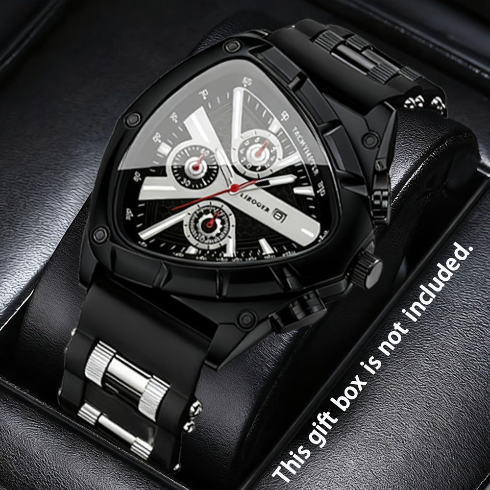 Men's Quartz Watch - 's 3pcs Set with Triangular Dial & Silicone Strap - Fashion Date Display - product detail view 28