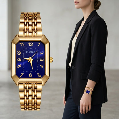 Women's Quartz Watch - 's & Bangle Set 2pcs Vintage Rectangular Dial with Trendy Open Bangle - product detail view 9