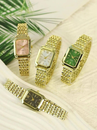Women's Quartz Watch - 's & Bangle Set 2pcs Vintage Rectangular Dial with Trendy Open Bangle - product detail view 21