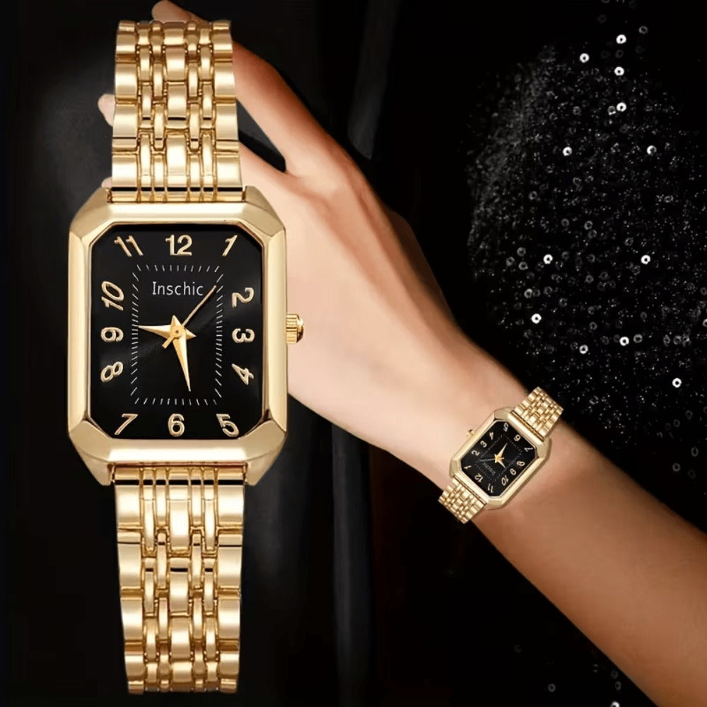 Women's Quartz Watch - 's & Bangle Set 2pcs Vintage Rectangular Dial with Trendy Open Bangle - product detail view 27