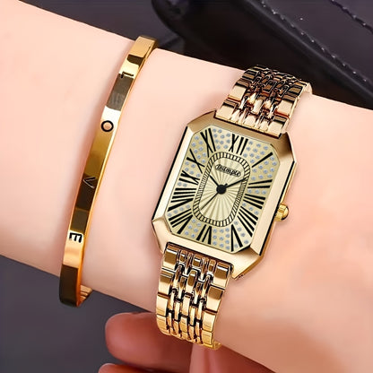 Women's Quartz Watch - 's & Bangle Set 2pcs Vintage Rectangular Dial with Trendy Open Bangle - product detail view 59