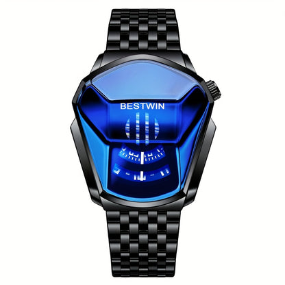 Men's Quartz Watch - 's Blue Rhinestone Dial Steel Band Business Dress for Fashion Analog - product detail view 14