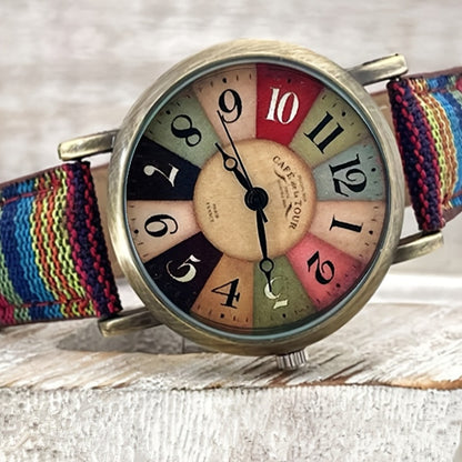 Women's Quartz Watch - 's Bohemian Colorful Stripe Stainless Steel Case Shock Resistant Analog - product detail view 2
