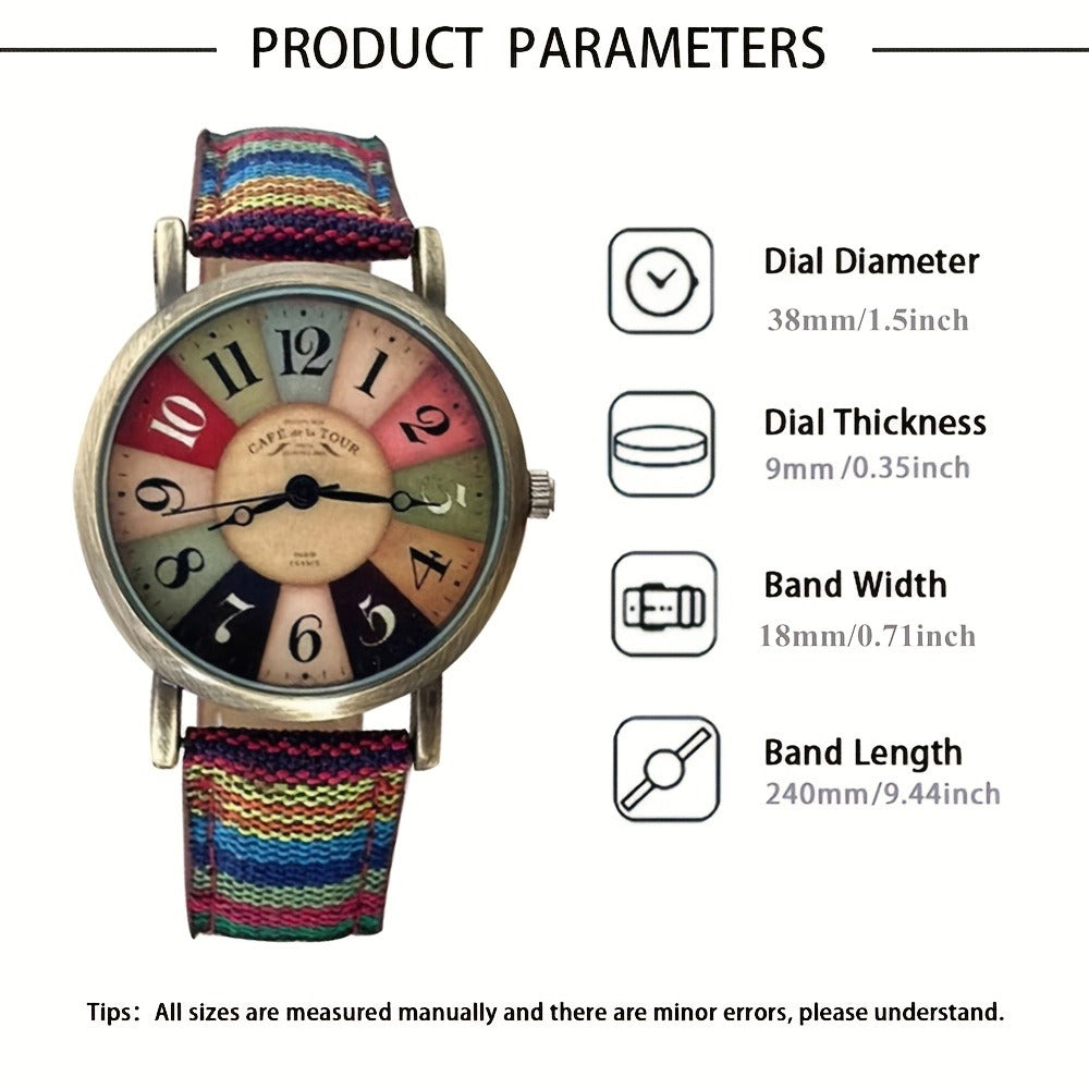 Women's Quartz Watch - 's Bohemian Colorful Stripe Stainless Steel Case Shock Resistant Analog - product detail view 4