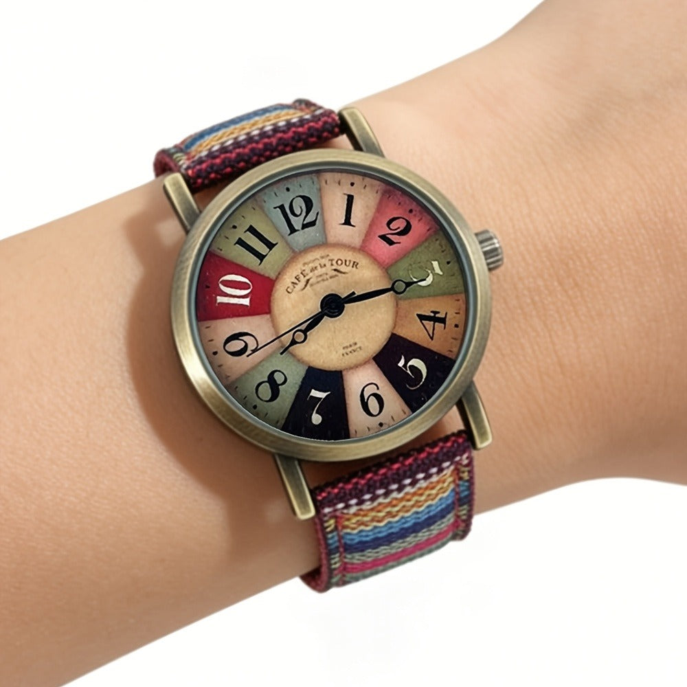 Women's Quartz Watch - 's Bohemian Colorful Stripe Stainless Steel Case Shock Resistant Analog - product detail view 7