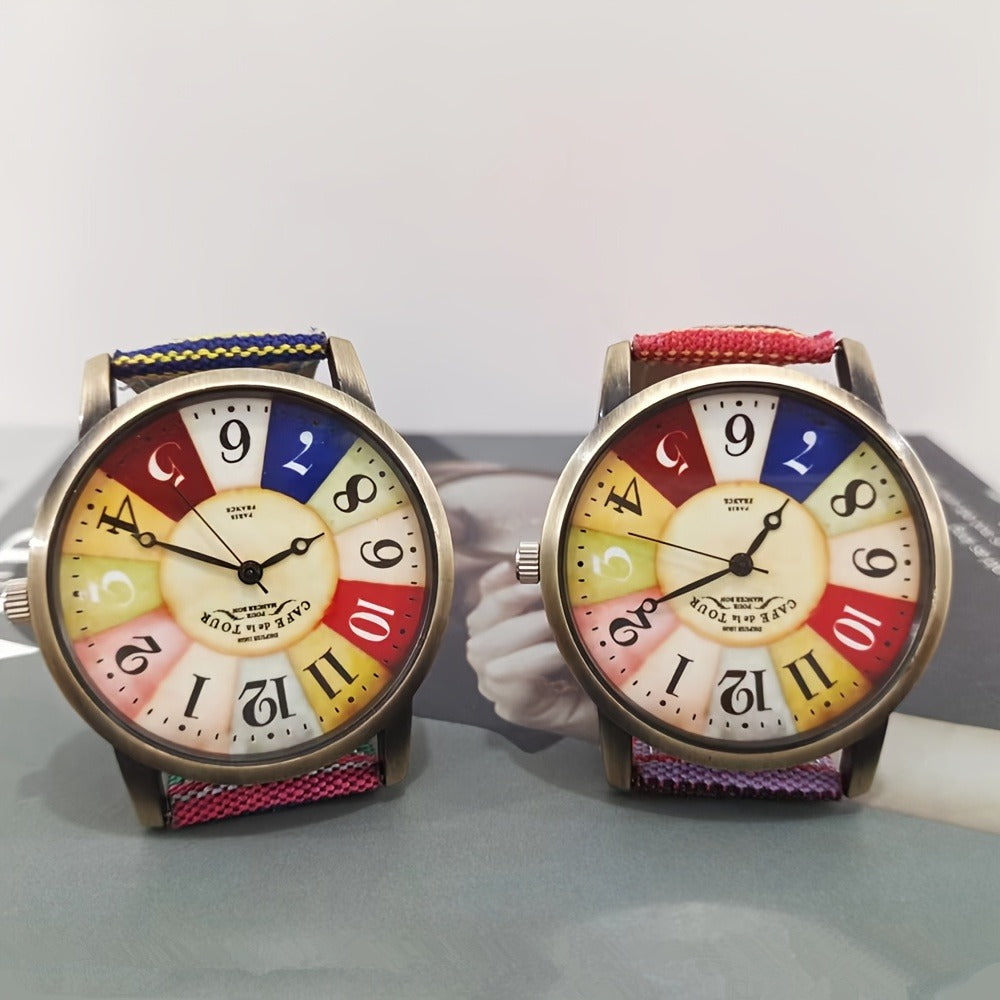 Women's Quartz Watch - 's Bohemian Colorful Stripe Stainless Steel Case Shock Resistant Analog - product detail view 8