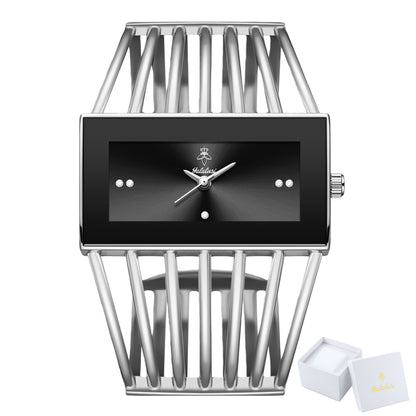 Women's Quartz Watch - 's Bracelet Elastic Openwork Band Square Dial Rhinestone Accents Elegant - product detail view 24