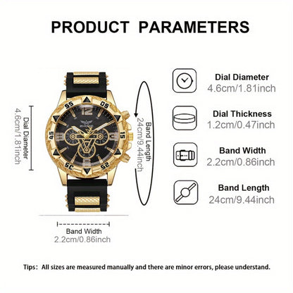 Men's Quartz Watch - 's Business with Silicone Strap Luxury Calendar Wristwatch, Casual Sport - product detail view 4