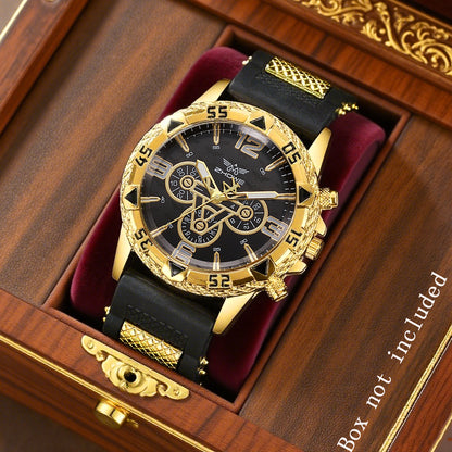 Men's Quartz Watch - 's Business with Silicone Strap Luxury Calendar Wristwatch, Casual Sport - product detail view 11