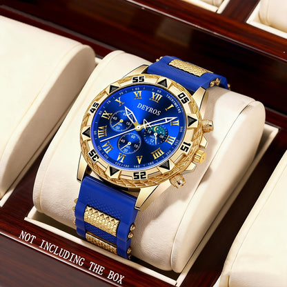 Men's Quartz Watch - 's Business with Silicone Strap Luxury Calendar Wristwatch, Casual Sport - product detail view 13