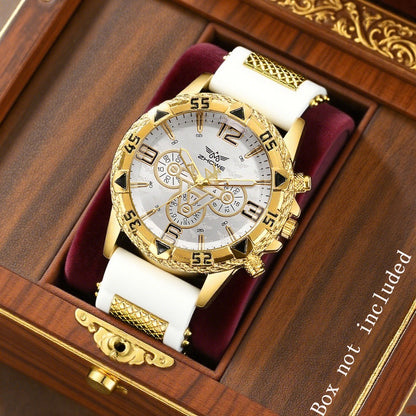 Men's Quartz Watch - 's Business with Silicone Strap Luxury Calendar Wristwatch, Casual Sport - product detail view 14