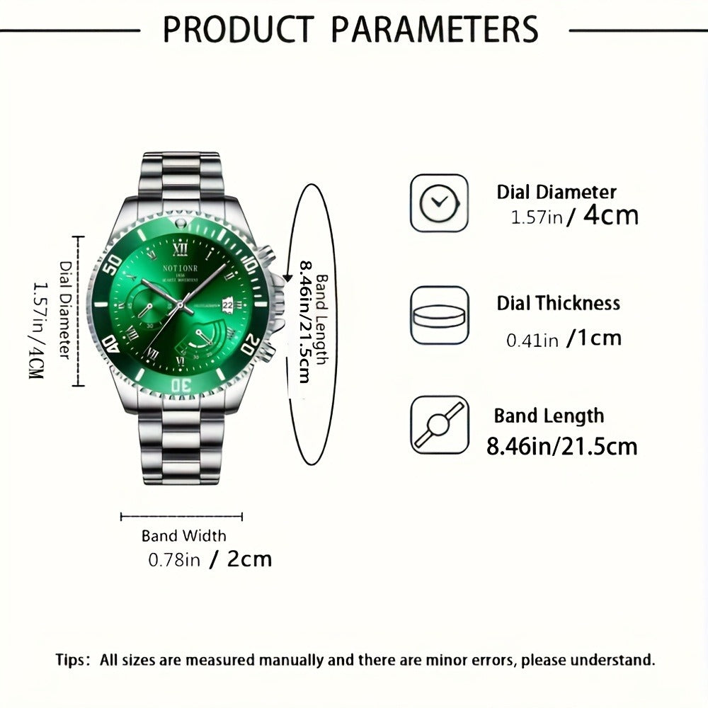Men's Quartz Watch - 's Classic Business | Stainless Steel Wristwatch with Date Display, Sleek - product detail view 5
