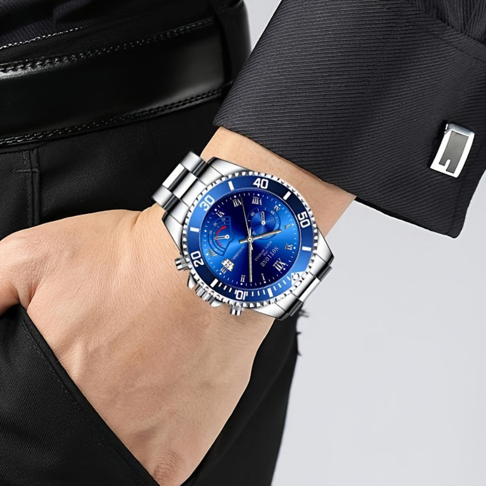 Men's Quartz Watch - 's Classic Business | Stainless Steel Wristwatch with Date Display, Sleek - product detail view 7