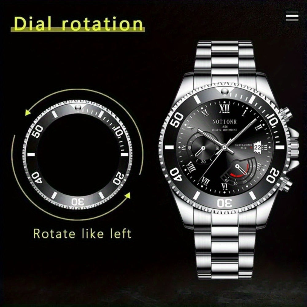 Men's Quartz Watch - 's Classic Business | Stainless Steel Wristwatch with Date Display, Sleek - product detail view 10