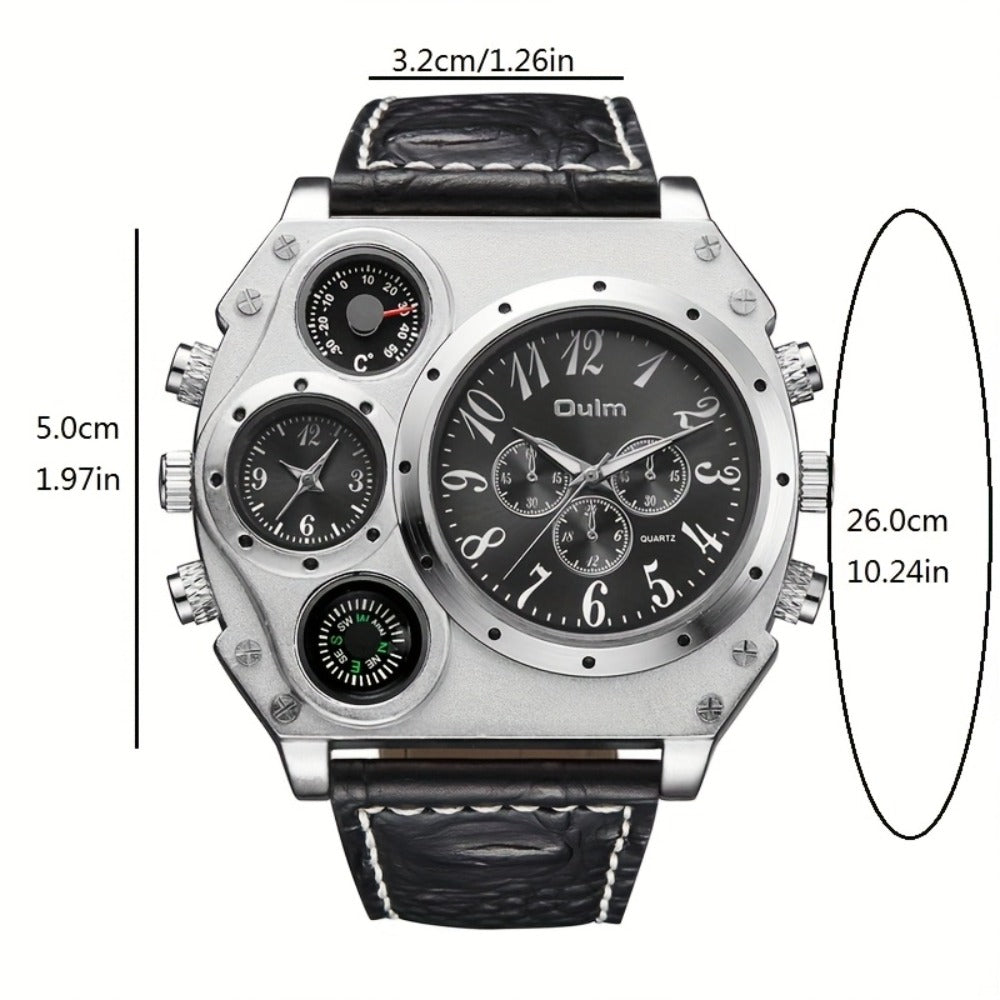 Men's Quartz Watch - 's Dual Time Zone & Ring Set 2-Piece Multifunctional Sports with Matching - product detail view 2