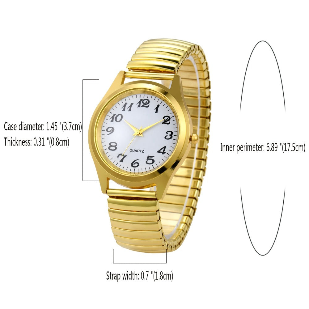 Men's Quartz Watch - 's Elastic Stretch Analog Wristwatch with Expandable Alloy Strap, Large - product detail view 2