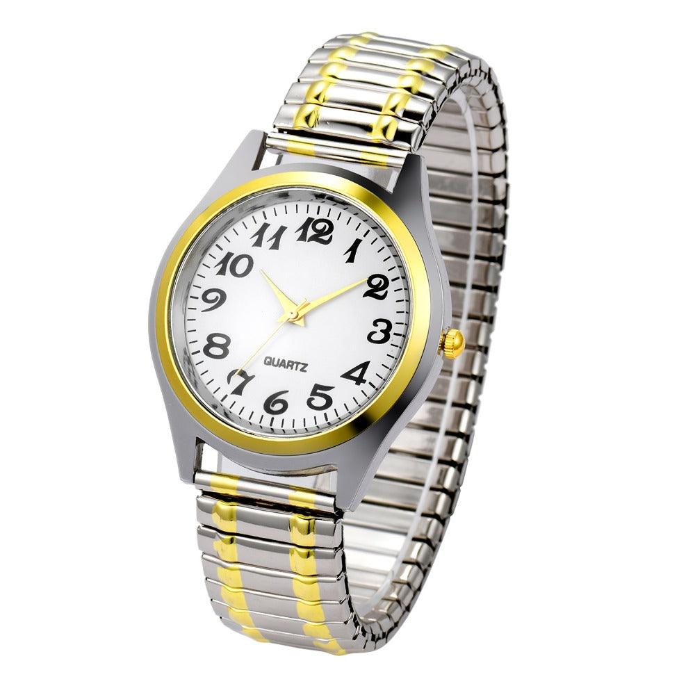 Men's Quartz Watch - 's Elastic Stretch Analog Wristwatch with Expandable Alloy Strap, Large - product detail view 5