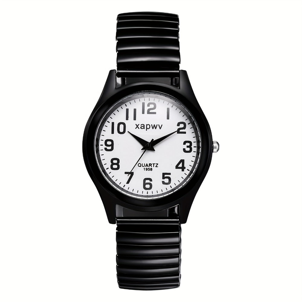 Men's Quartz Watch - 's Elastic Stretch Analog Wristwatch with Expandable Alloy Strap, Large - product detail view 9