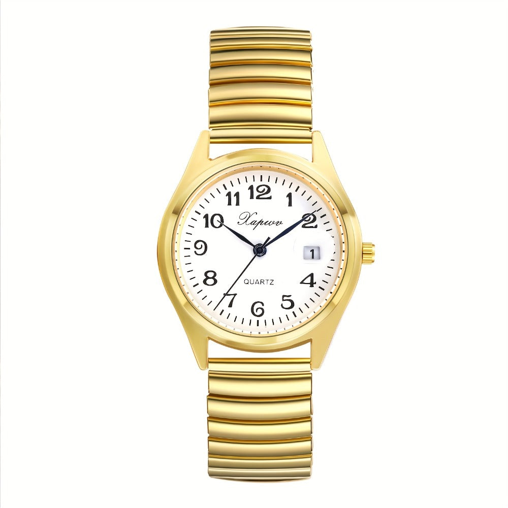 Men's Quartz Watch - 's Elastic Stretch Analog Wristwatch with Expandable Alloy Strap, Large - product detail view 14