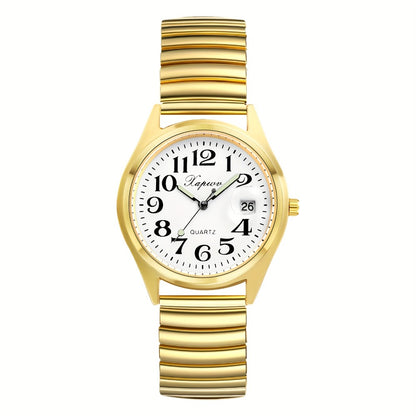 Men's Quartz Watch - 's Elastic Stretch Analog Wristwatch with Expandable Alloy Strap, Large - product detail view 15