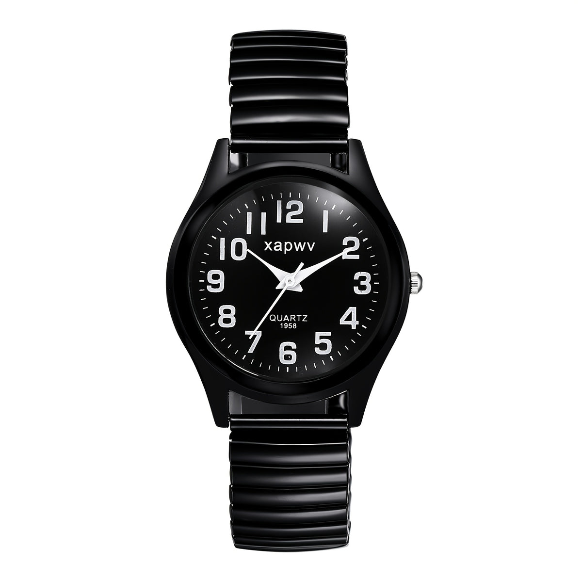 Men's Quartz Watch - 's Elastic Stretch Analog Wristwatch with Expandable Alloy Strap, Large - product detail view 19
