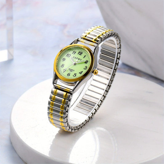 Women's Quartz Watch - 's Elastic Stretch Band Analog Large Arabic Numerals Alloy Round Case Easy - main product view
