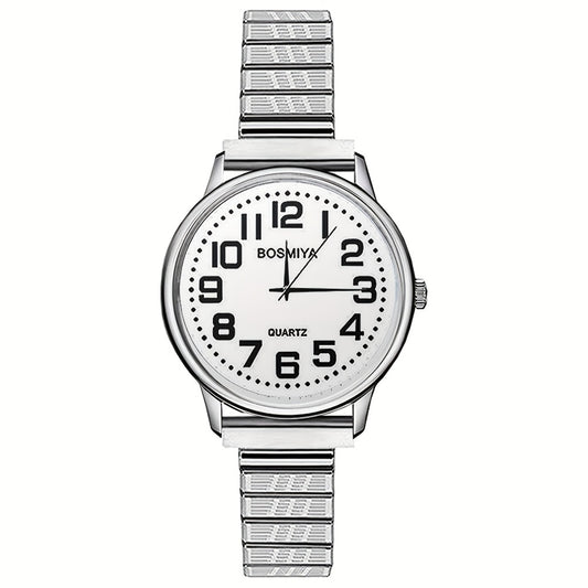 Women's Quartz Watch - 's Elastic Stretch Expandable Strap Round Case Large Arabic Numeral Dial - main product view