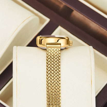 Women's Quartz Watch - 's Elegant Oval Dial Leaf Pattern Bracelet Strap with Gift Box, Stylish - product detail view 2