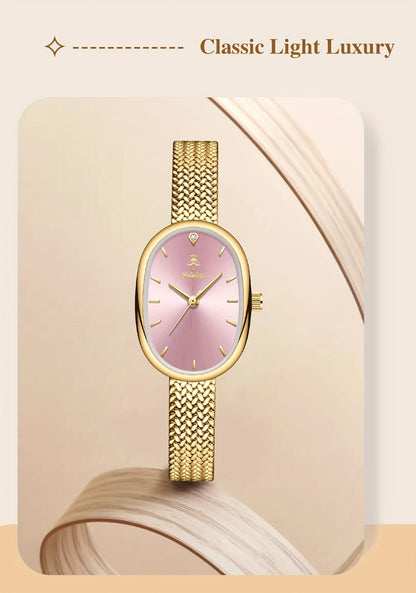 Women's Quartz Watch - 's Elegant Oval Dial Leaf Pattern Bracelet Strap with Gift Box, Stylish - product detail view 20