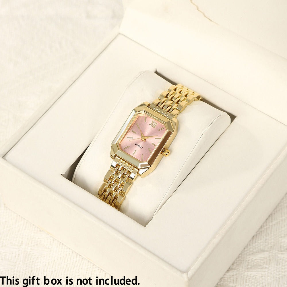 Women's Quartz Watch - 's Elegant Retro Luxury Heart Chain Rectangular Dial Court Style Stainless - product detail view 4