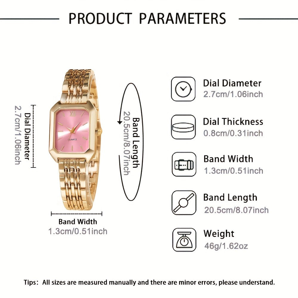 Women's Quartz Watch - 's Elegant Retro Luxury Heart Chain Rectangular Dial Court Style Stainless - product detail view 6