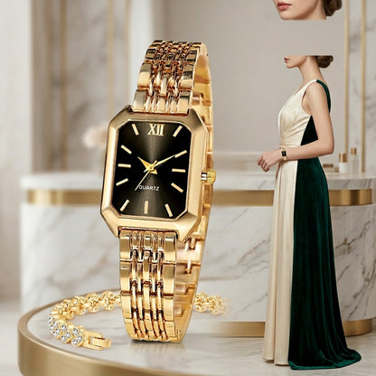 Women's Quartz Watch - 's Elegant Retro Luxury Heart Chain Rectangular Dial Court Style Stainless - product detail view 7