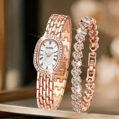 Women's Quartz Watch - 's Elegant Retro Luxury Heart Chain Rectangular Dial Court Style Stainless - product detail view 13