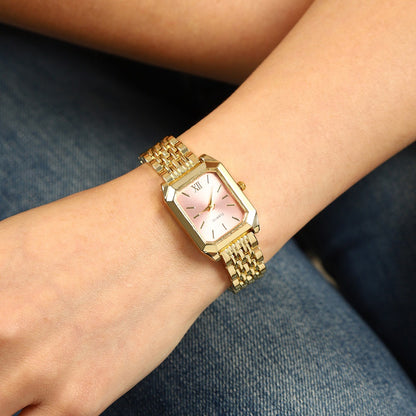 Women's Quartz Watch - 's Elegant Retro Luxury Heart Chain Rectangular Dial Court Style Stainless - product detail view 15