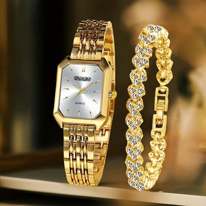Women's Quartz Watch - 's Elegant Retro Luxury Heart Chain Rectangular Dial Court Style Stainless - product detail view 18