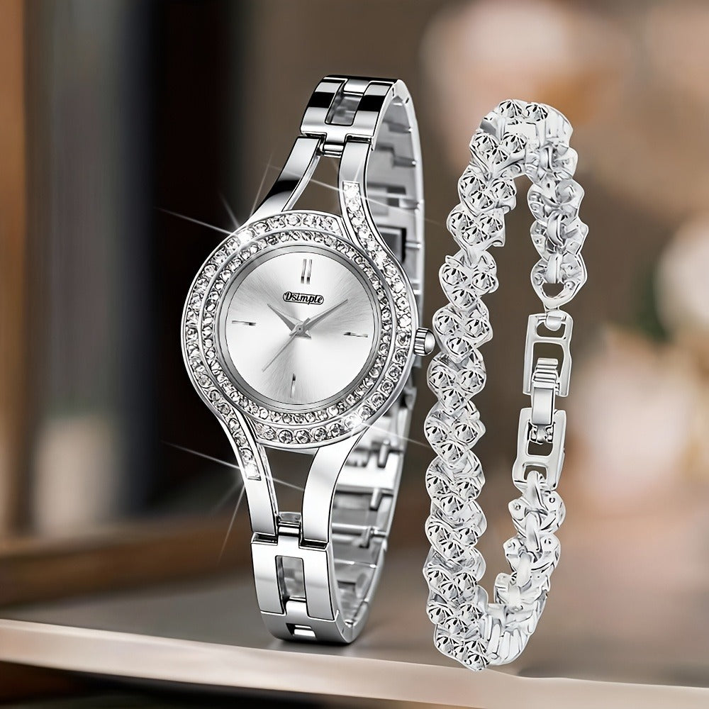 Women's Quartz Watch - 's Elegant Retro Luxury Heart Chain Rectangular Dial Court Style Stainless - product detail view 22