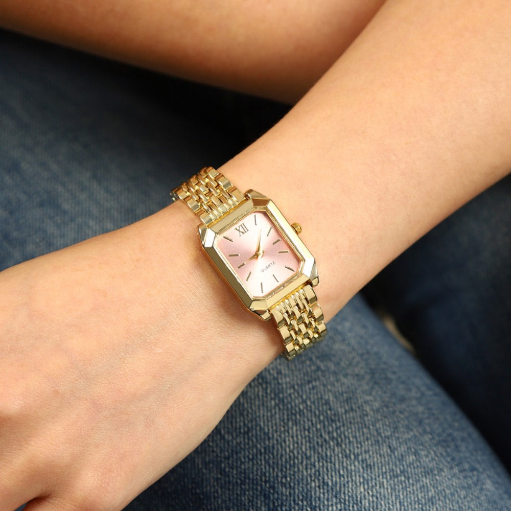 Women's Quartz Watch - 's Elegant Retro Luxury Heart Chain Rectangular Dial Court Style Stainless - product detail view 28