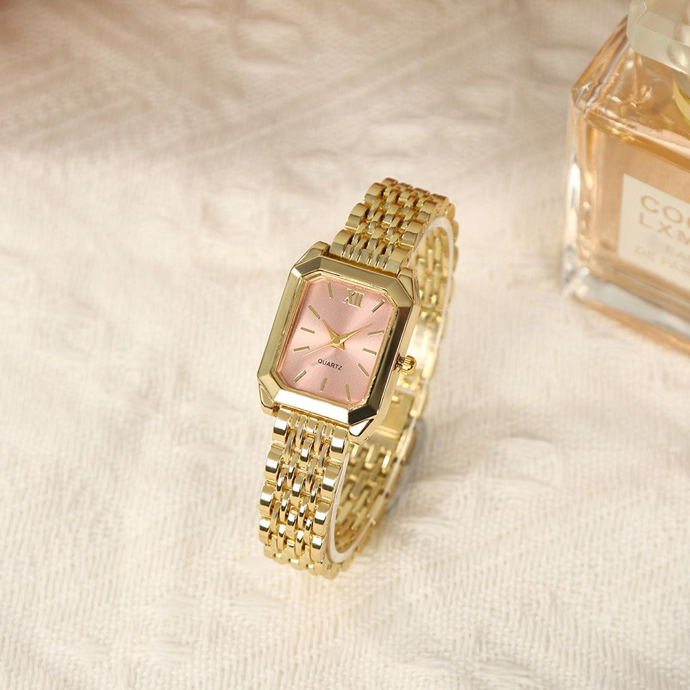 Women's Quartz Watch - 's Elegant Retro Luxury Heart Chain Rectangular Dial Court Style Stainless - product detail view 33